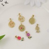 Picture of Brass Charms 18K Gold Plated Multicolor Enamel Flower Butterfly
