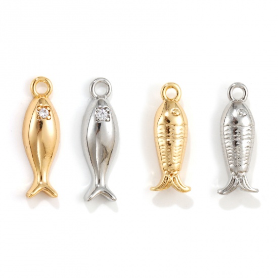 Изображение 2 PCs Eco-friendly Brass Ocean Jewelry Charms Real Gold Plated Fish Animal