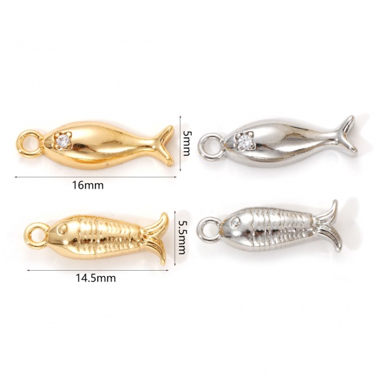 Изображение 2 PCs Eco-friendly Brass Ocean Jewelry Charms Real Gold Plated Fish Animal