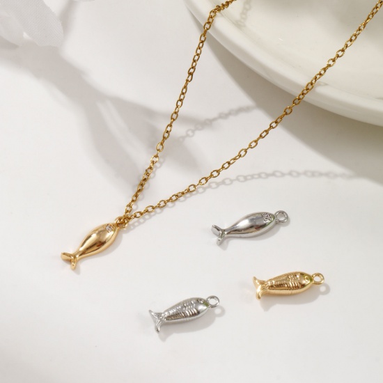 Изображение 2 PCs Eco-friendly Brass Ocean Jewelry Charms Real Gold Plated Fish Animal