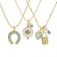 Immagine di 18K Vero Oro Placcato Collana con Ciondolo, Ottone 45cm + 5cm, Per Donne, Blu Cubic Zirconiae Retrò Regalo, Ecologico, 1 Pz