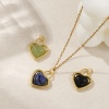 Picture of Eco-friendly Brass & Gemstone Valentine's Day Charms 18K Real Gold Plated Heart 22mm x 16mm