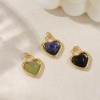 Picture of Eco-friendly Brass & Gemstone Valentine's Day Charms 18K Real Gold Plated Heart 22mm x 16mm