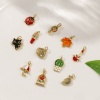 Picture of Eco-friendly Brass Charms 18K Real Gold Plated Multicolor Enamel Cat Animal Leaf