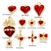 Image de 1 Pièce Breloques Respectueux de la Nature en Laiton Plaqué Or Véritable 18K Rouge Émail Cœur Etoile