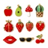 Picture of 2 PCs Eco-friendly PVD Vacuum Plating 304 Stainless Steel Charms 18K Real Gold Plated Multicolor Enamel Fruit