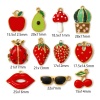 Picture of 2 PCs Eco-friendly PVD Vacuum Plating 304 Stainless Steel Charms 18K Real Gold Plated Multicolor Enamel Fruit