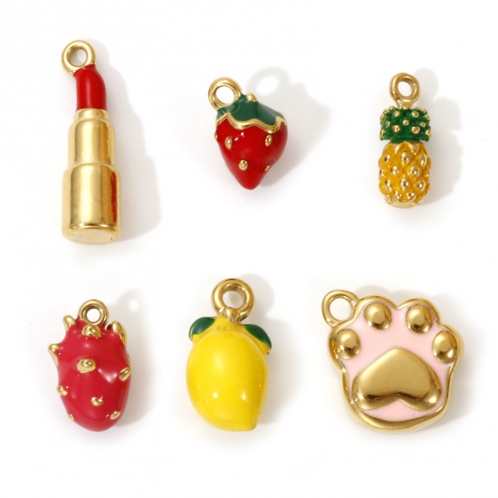 Bild von 1 Piece Eco-friendly PVD Vacuum Plating 304 Stainless Steel Charms 18K Real Gold Plated Enamel