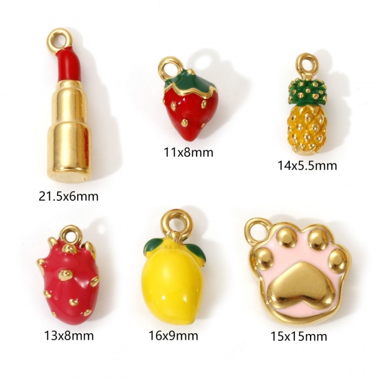 Bild von 1 Piece Eco-friendly PVD Vacuum Plating 304 Stainless Steel Charms 18K Real Gold Plated Enamel