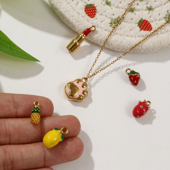 Bild von 1 Piece Eco-friendly PVD Vacuum Plating 304 Stainless Steel Charms 18K Real Gold Plated Enamel