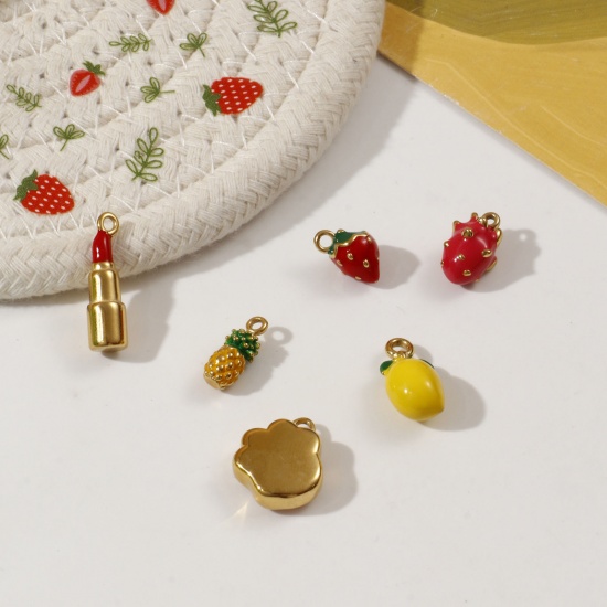 Bild von 1 Piece Eco-friendly PVD Vacuum Plating 304 Stainless Steel Charms 18K Real Gold Plated Enamel