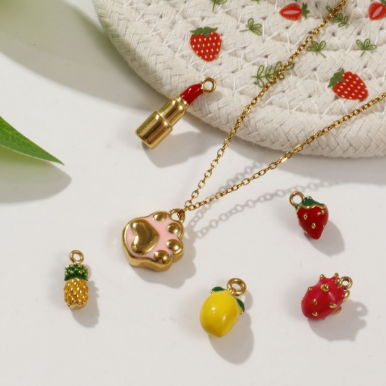 Bild von 1 Piece Eco-friendly PVD Vacuum Plating 304 Stainless Steel Charms 18K Real Gold Plated Enamel