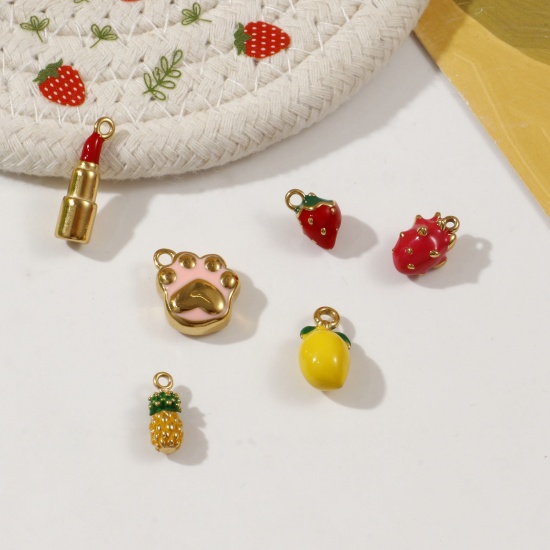 Bild von 1 Piece Eco-friendly PVD Vacuum Plating 304 Stainless Steel Charms 18K Real Gold Plated Enamel