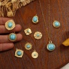 Picture of 1 Piece Eco-friendly PVD Vacuum Plating 304 Stainless Steel Boho Chic Bohemia Charms 18K Real Gold Plated Green Blue With Resin Cabochons Imitation Turquoise