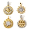Picture of 1 Piece Brass Pendants 18K Gold Plated & Platinum Plated Two Tone Sunflower Star Micro Pave Clear Cubic Zirconia