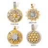 Picture of 1 Piece Brass Pendants 18K Gold Plated & Platinum Plated Two Tone Sunflower Star Micro Pave Clear Cubic Zirconia