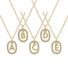 Bild von 18K Echtgold plattiert Kreuz Gliederketten Oval Anhänger Halskette, Messing 46cm + 6cm, Für Frauen, Klar Zirkonia Anfangsbuchstabe/ Großbuchstabe Message " A-Z " Beweglich, Exquisit Elegant Geschenk, Umweltfreundlich, 1 Strang