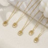 Bild von 18K Echtgold plattiert Kreuz Gliederketten Oval Anhänger Halskette, Messing 46cm + 6cm, Für Frauen, Klar Zirkonia Anfangsbuchstabe/ Großbuchstabe Message " A-Z " Beweglich, Exquisit Elegant Geschenk, Umweltfreundlich, 1 Strang