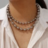 Picture of Multicolor Ball Chain Necklace, 304 Stainless Steel 40cm(15.7") + 5cm(2"), For Women, Simple & Casual Gift, Eco-friendly