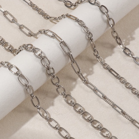 Silver Tone Paperclip Link Chain Oval Necklace, 304 Stainless Steel 40cm(15.7") + 5cm(2"), For Women, Simple & Casual Gift, Eco-friendly