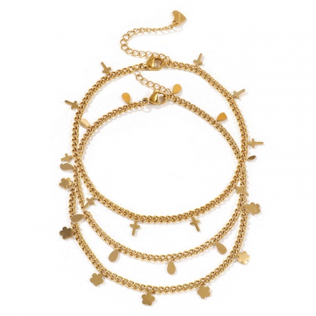 1 Pz Placcatura Sottovuoto PVD Ecologica Squisito 18K Vero Oro Placcato 304 Acciaio Inossidabile Catena del Barbazzale Cavigliere Per Donne Regalo 22cm Lunghezza