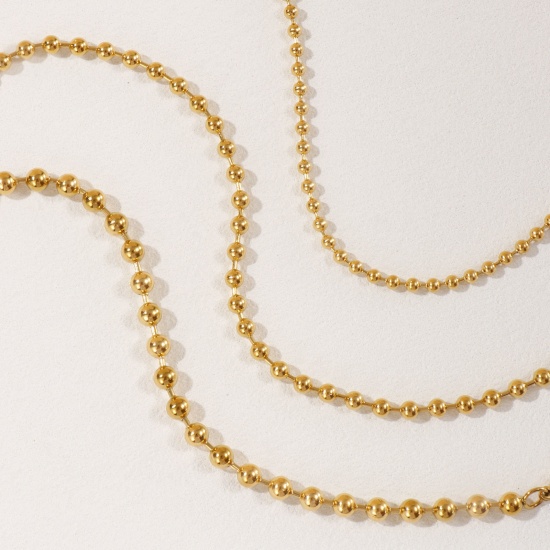 Immagine di 1 Pz Placcatura Sottovuoto PVD Ecologica Squisito 18K Vero Oro Placcato 304 Acciaio Inossidabile Catena a Pallini Cavigliere Per Donne Regalo 22cm Lunghezza