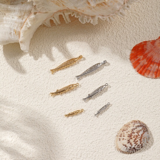 Image de 2 PCs Eco-friendly Brass Ocean Jewelry Charms Real Gold Plated Fish Animal 3D