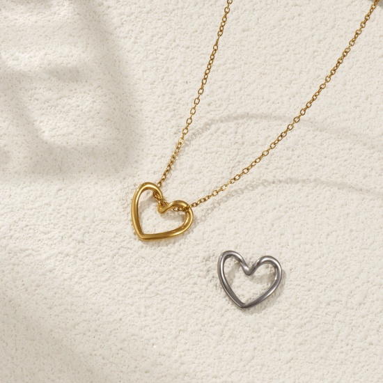 Imagen de 5 PCs Eco-friendly PVD Vacuum Plating 304 Stainless Steel Valentine's Day Charms Multicolor Enamel Heart Hollow 17mm x 15mm