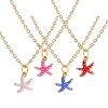 Picture of 18K Real Gold Plated Link Cable Chain Star Fish Pendant Charm Necklace, 304 Stainless Steel 45cm(17.7") + 5cm(2"), For Women, Spot Enamel Exquisite Ocean Jewelry Gift, Eco-friendly PVD Vacuum Plating