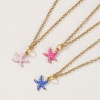 Picture of 18K Real Gold Plated Link Cable Chain Star Fish Pendant Charm Necklace, 304 Stainless Steel 45cm(17.7") + 5cm(2"), For Women, Spot Enamel Exquisite Ocean Jewelry Gift, Eco-friendly PVD Vacuum Plating