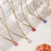 Picture of 18K Real Gold Plated Link Cable Chain Star Fish Pendant Charm Necklace, 304 Stainless Steel 45cm(17.7") + 5cm(2"), For Women, Spot Enamel Exquisite Ocean Jewelry Gift, Eco-friendly PVD Vacuum Plating