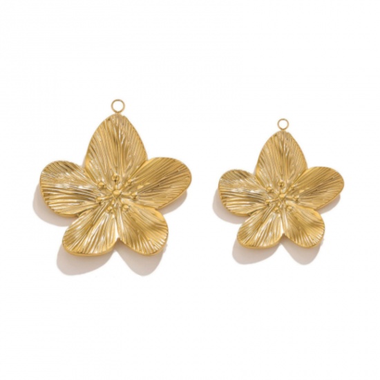 Picture of Eco-friendly PVD Vacuum Plating 304 Stainless Steel Retro Pendants Flower