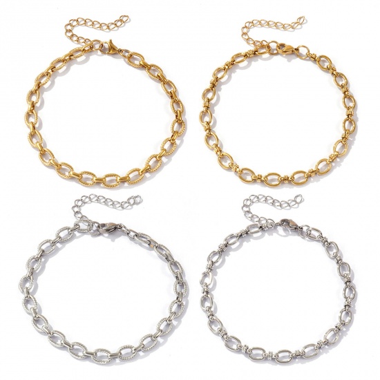 Image de 1 Piece Eco-friendly PVD Vacuum Plating Stylish Multicolor 304 Stainless Steel Link Cable Chain Anklet Unisex 22cm(8.7") long