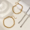 Picture of Eco-friendly PVD Vacuum Plating Stylish Multicolor 304 Stainless Steel Link Cable Chain Anklet Unisex 22cm(8.7") long