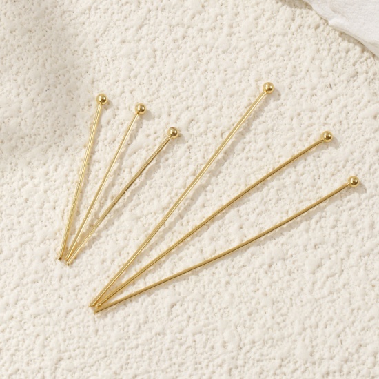 Immagine di 20 Pz Placcatura Sottovuoto PVD Ecologica 304 Acciaio Inossidabile Testa di Spillo Spilli Placcato Oro 18K