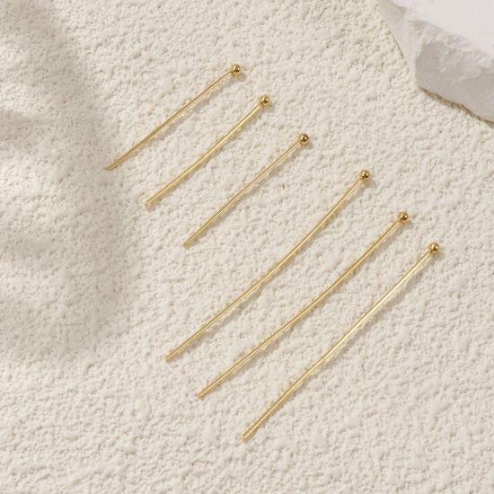 Immagine di 20 Pz Placcatura Sottovuoto PVD Ecologica 304 Acciaio Inossidabile Testa di Spillo Spilli Placcato Oro 18K