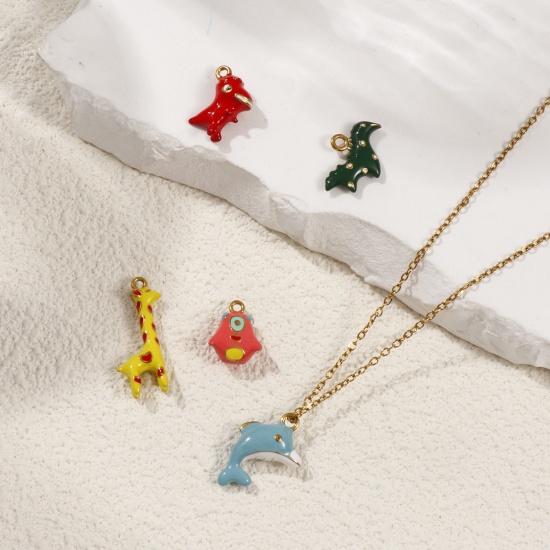 Picture of Eco-friendly PVD Vacuum Plating 304 Stainless Steel 3D Charms 18K Gold Plated Animal Enamel