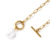 Bild von 18K Real Gold Plated Paperclip Link Chain Pendant Charm Necklace, 304 Stainless Steel 45cm(17.7"), For Women, White Acrylic Imitation Pearl, Exquisite Gift, Eco-friendly PVD Vacuum Plating, 1 Piece
