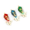 Picture of Eco-friendly Brass Ocean Jewelry Pendants 18K Real Gold Plated Enamel Fish Animal 3D Movable Orange Cubic Zirconia 3.6cm x 1.8cm