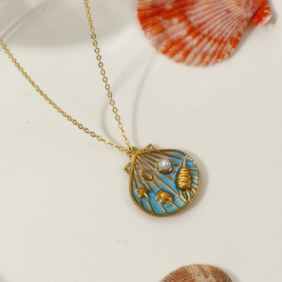Picture of Eco-friendly PVD Vacuum Plating 304 Stainless Steel Ocean Jewelry Charms Silver Tone