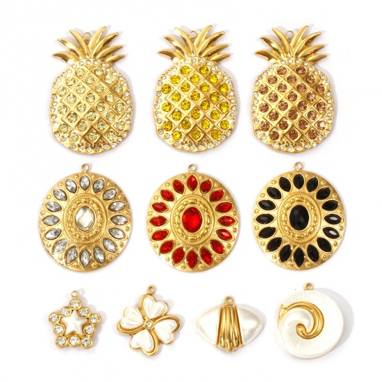 1 Piece Eco-friendly PVD Vacuum Plating 304 Stainless Steel Pendants 18K Real Gold Plated の画像