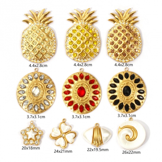 1 Piece Eco-friendly PVD Vacuum Plating 304 Stainless Steel Pendants 18K Real Gold Plated の画像