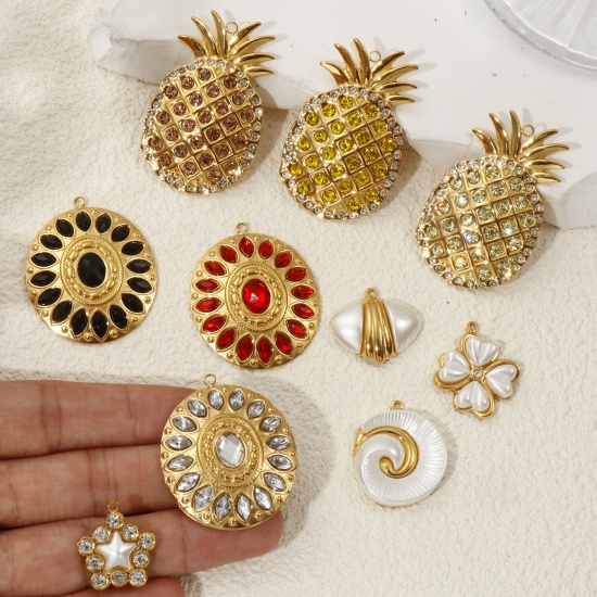 1 Piece Eco-friendly PVD Vacuum Plating 304 Stainless Steel Pendants 18K Real Gold Plated の画像
