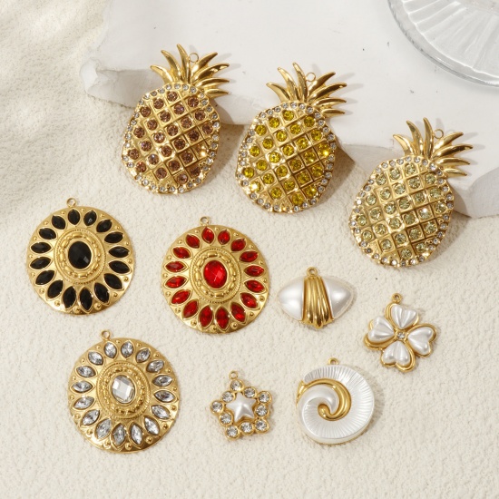 1 Piece Eco-friendly PVD Vacuum Plating 304 Stainless Steel Pendants 18K Real Gold Plated の画像