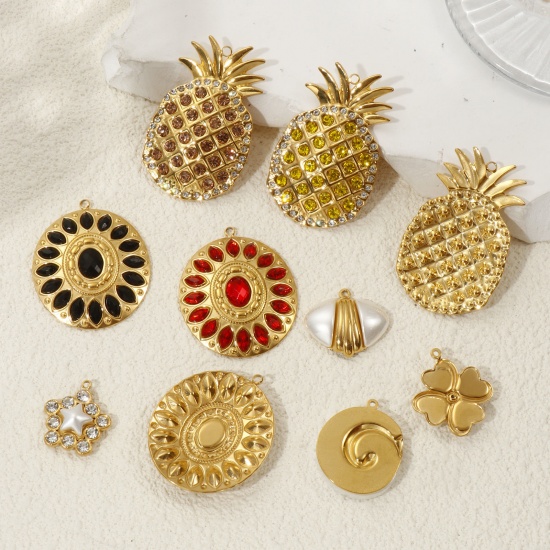 1 Piece Eco-friendly PVD Vacuum Plating 304 Stainless Steel Pendants 18K Real Gold Plated の画像