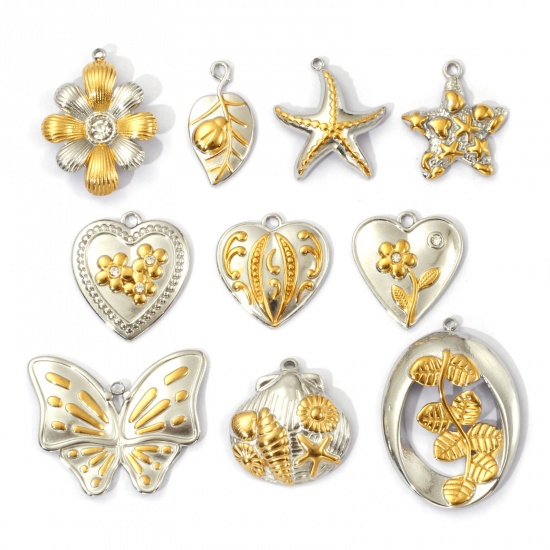 Bild von 1 Piece Eco-friendly PVD Vacuum Plating 304 Stainless Steel Pendants 18K Real Gold Plated & Silver Tone Two Tone