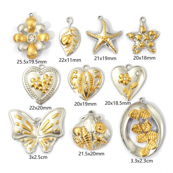 Bild von 1 Piece Eco-friendly PVD Vacuum Plating 304 Stainless Steel Pendants 18K Real Gold Plated & Silver Tone Two Tone