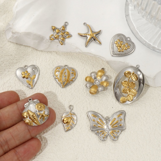 Bild von 1 Piece Eco-friendly PVD Vacuum Plating 304 Stainless Steel Pendants 18K Real Gold Plated & Silver Tone Two Tone