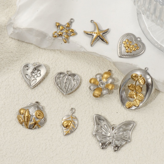 Bild von 1 Piece Eco-friendly PVD Vacuum Plating 304 Stainless Steel Pendants 18K Real Gold Plated & Silver Tone Two Tone