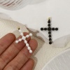 Picture of Eco-friendly Brass Religious Charms 18K Real Gold Plated Enamel Cross 3.6cm x 2.3cm